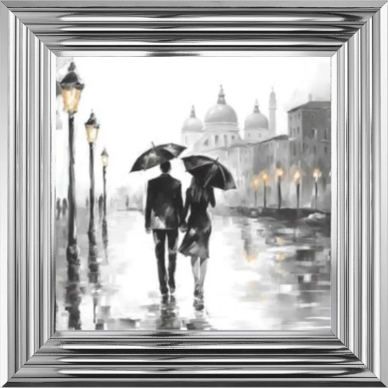 Couple Stroll Venice Black and White