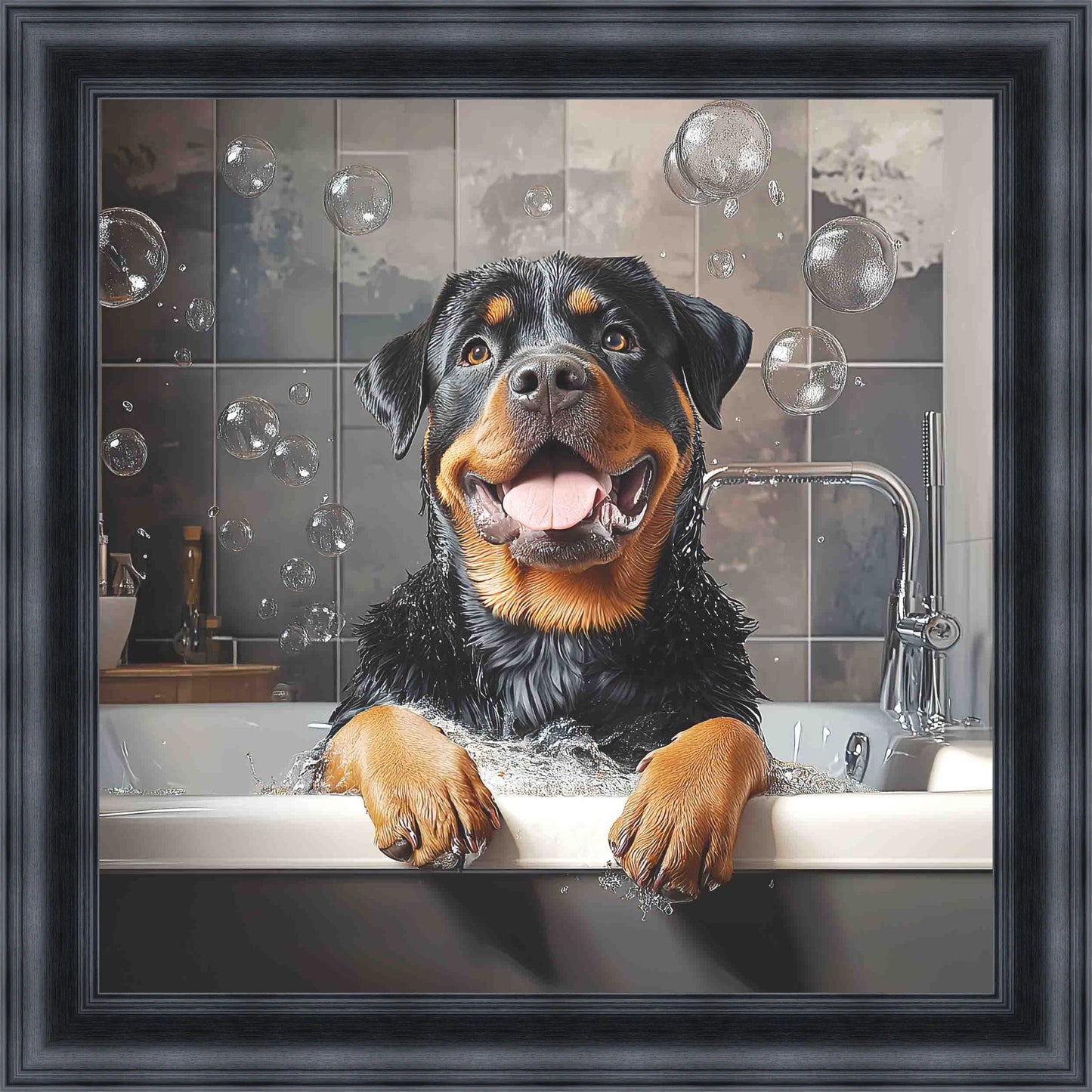 Rotweiller Bath Time Mini Liquid Art