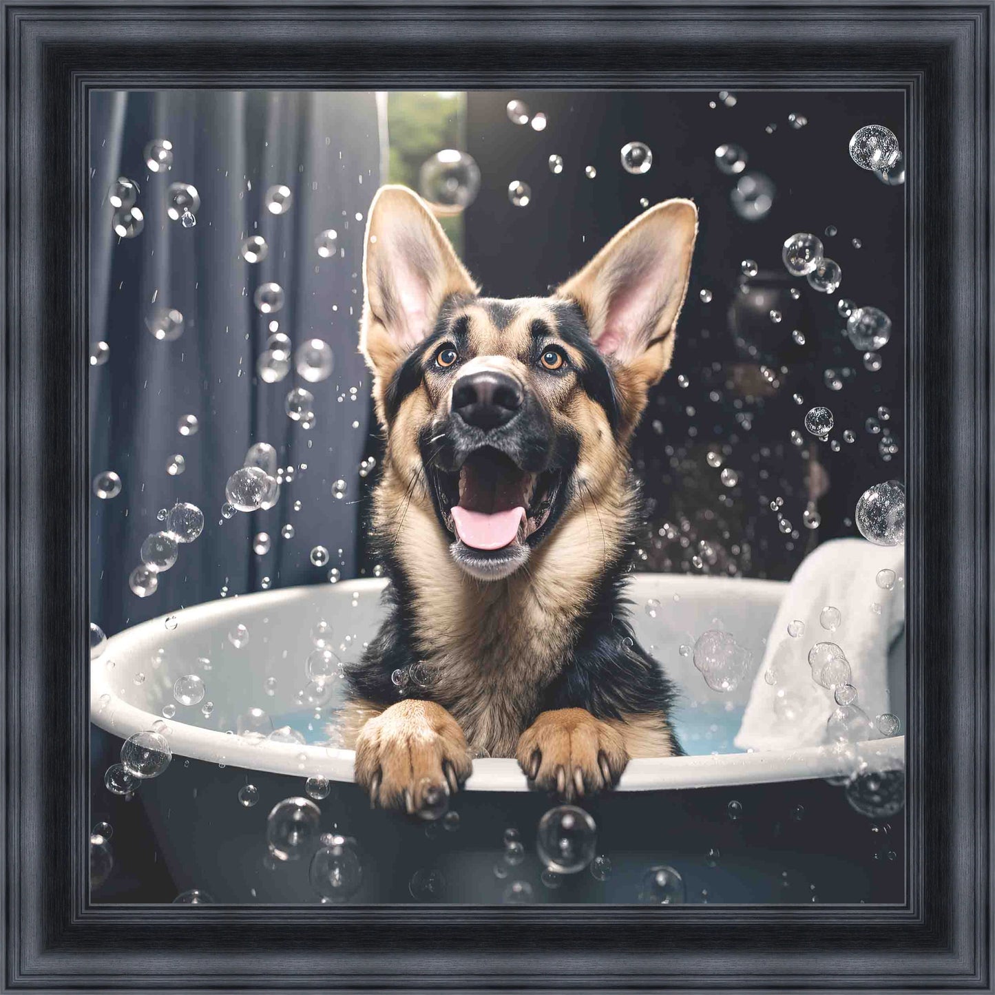 German Shepard Bath Time Mini Liquid Art