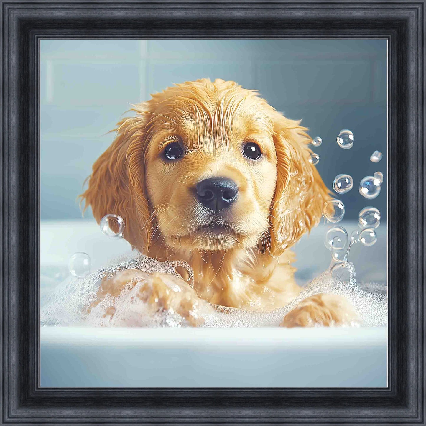 Golden Retriever Puppy Bath Time Mini Liquid Art