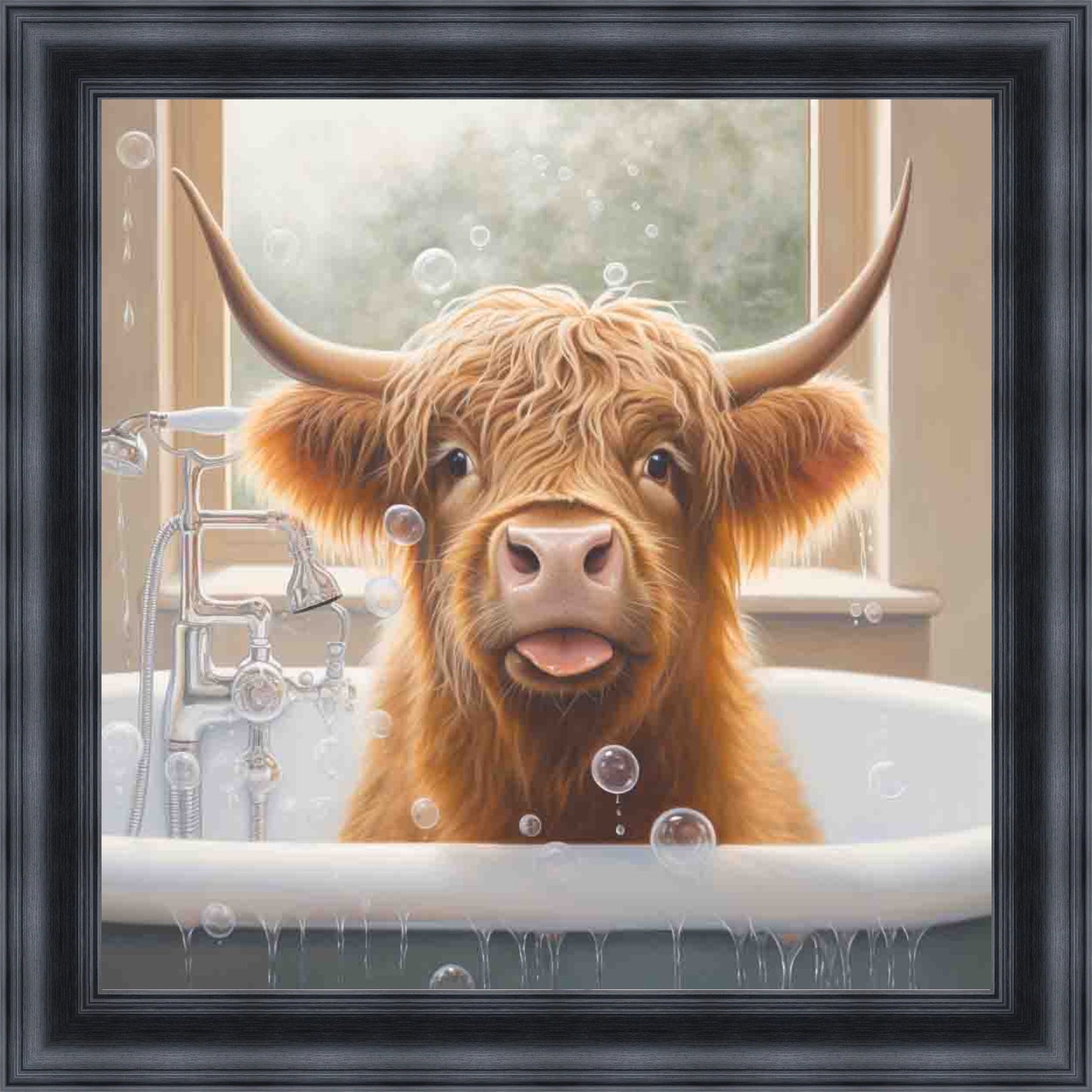 Highland Cow Bath Time Mini Liquid Art
