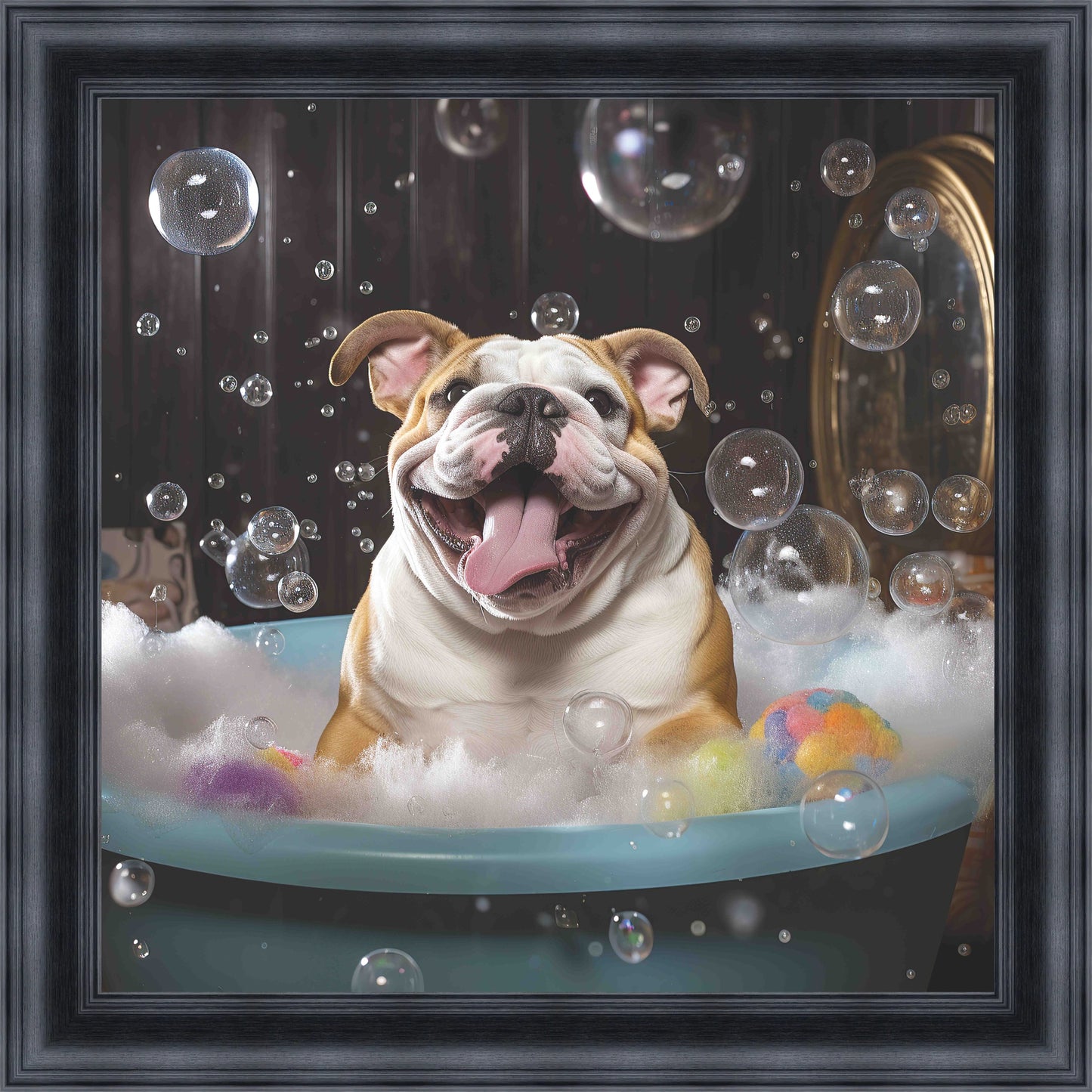 Bulldog Bath Time Mini Liquid Art