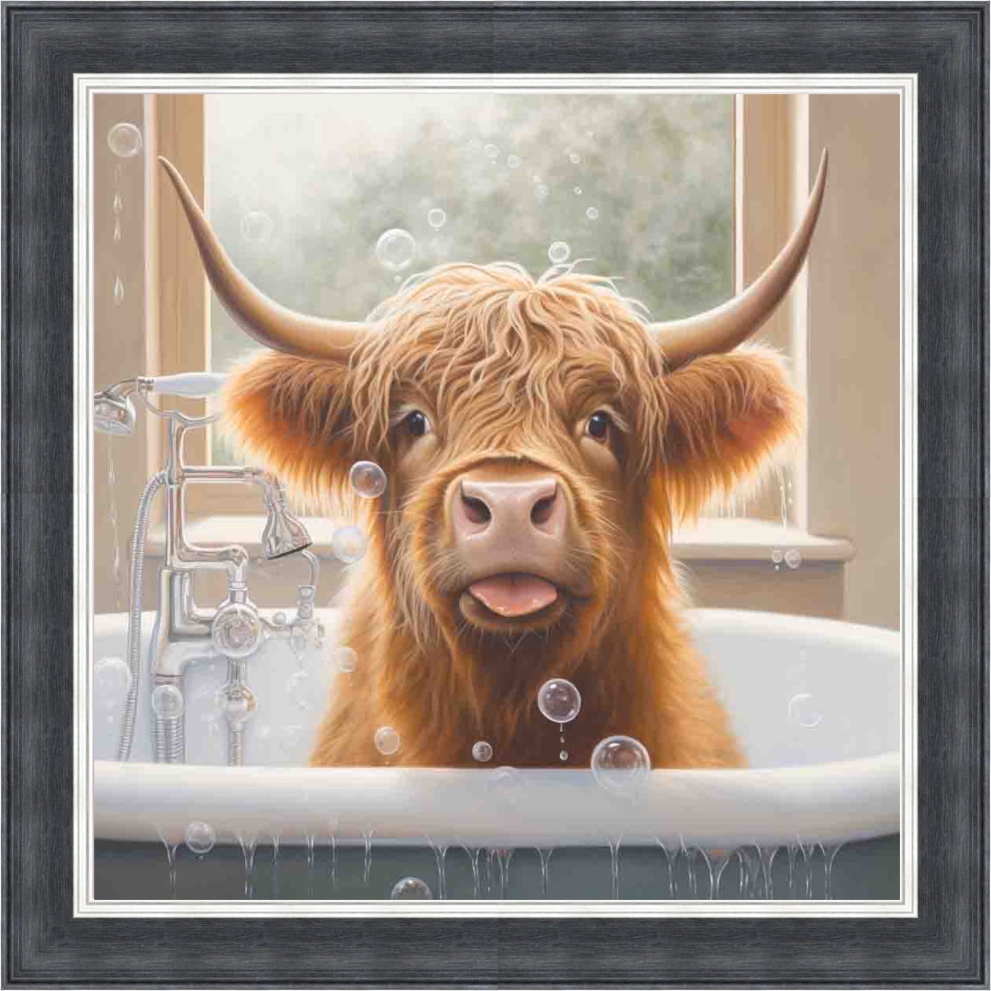Highland Cow Bath Time Mini Liquid Art