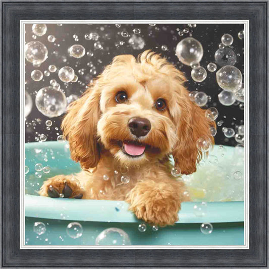Cockapoo Bath Time Mini Liquid Art