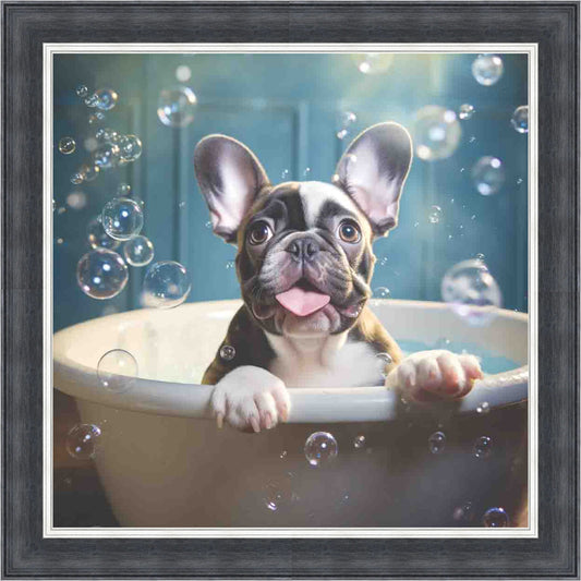 French Bull Dog Bath Time Mini Liquid Art