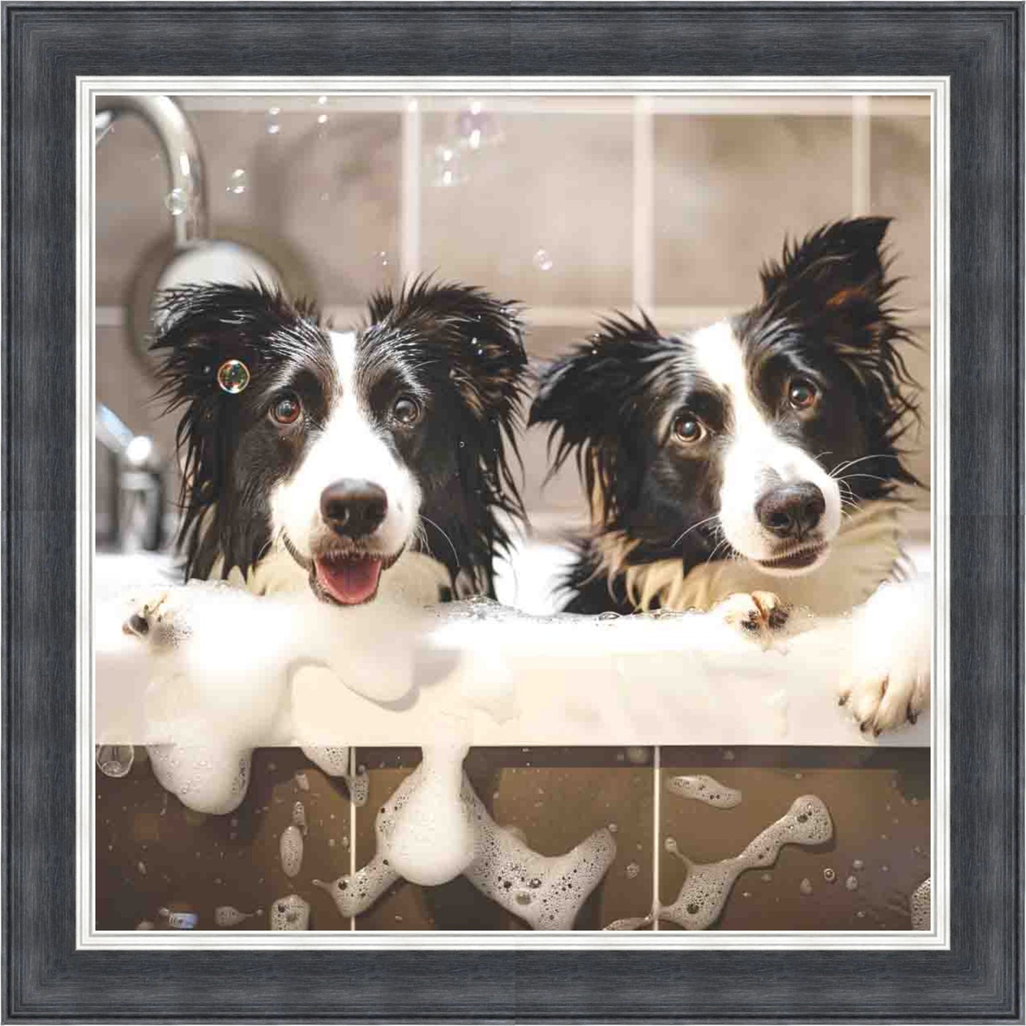 Border Collie Bath Time Mini Liquid Art