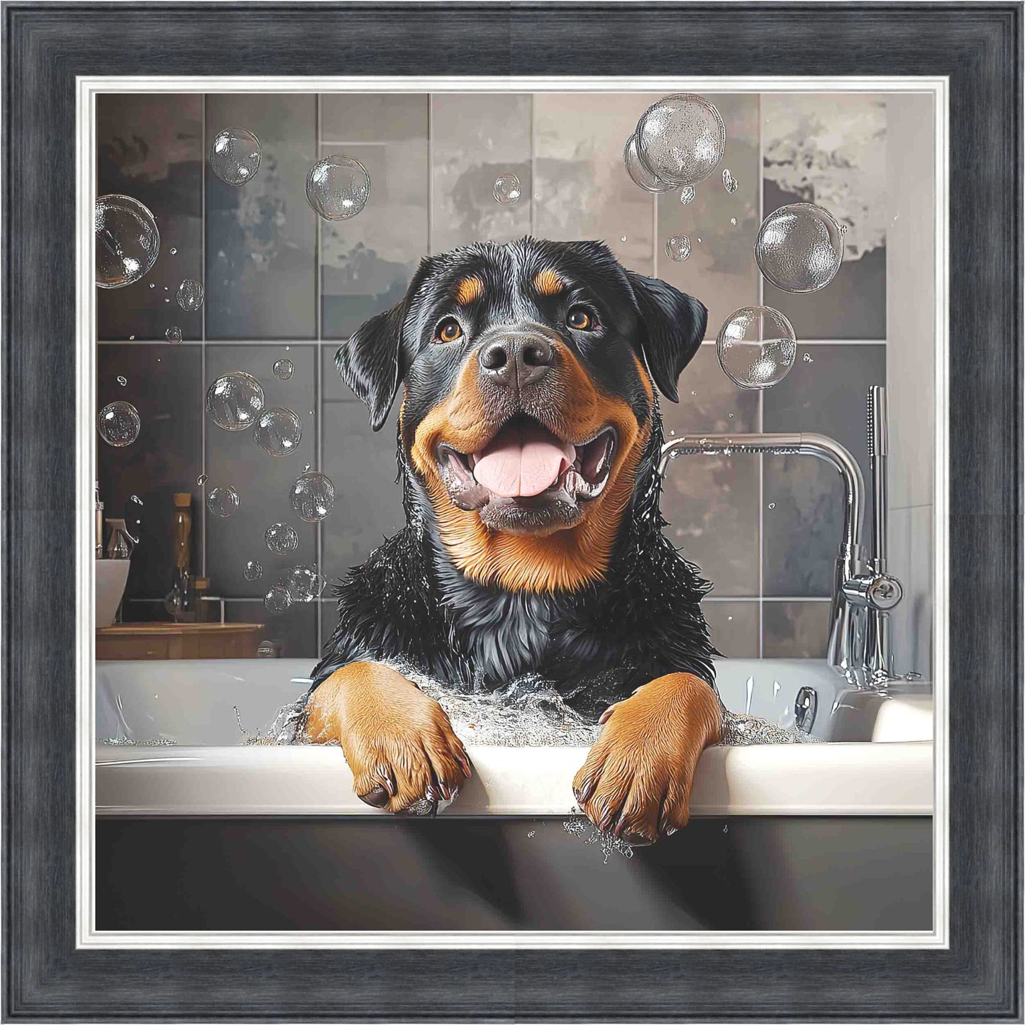Rotweiller Bath Time Mini Liquid Art