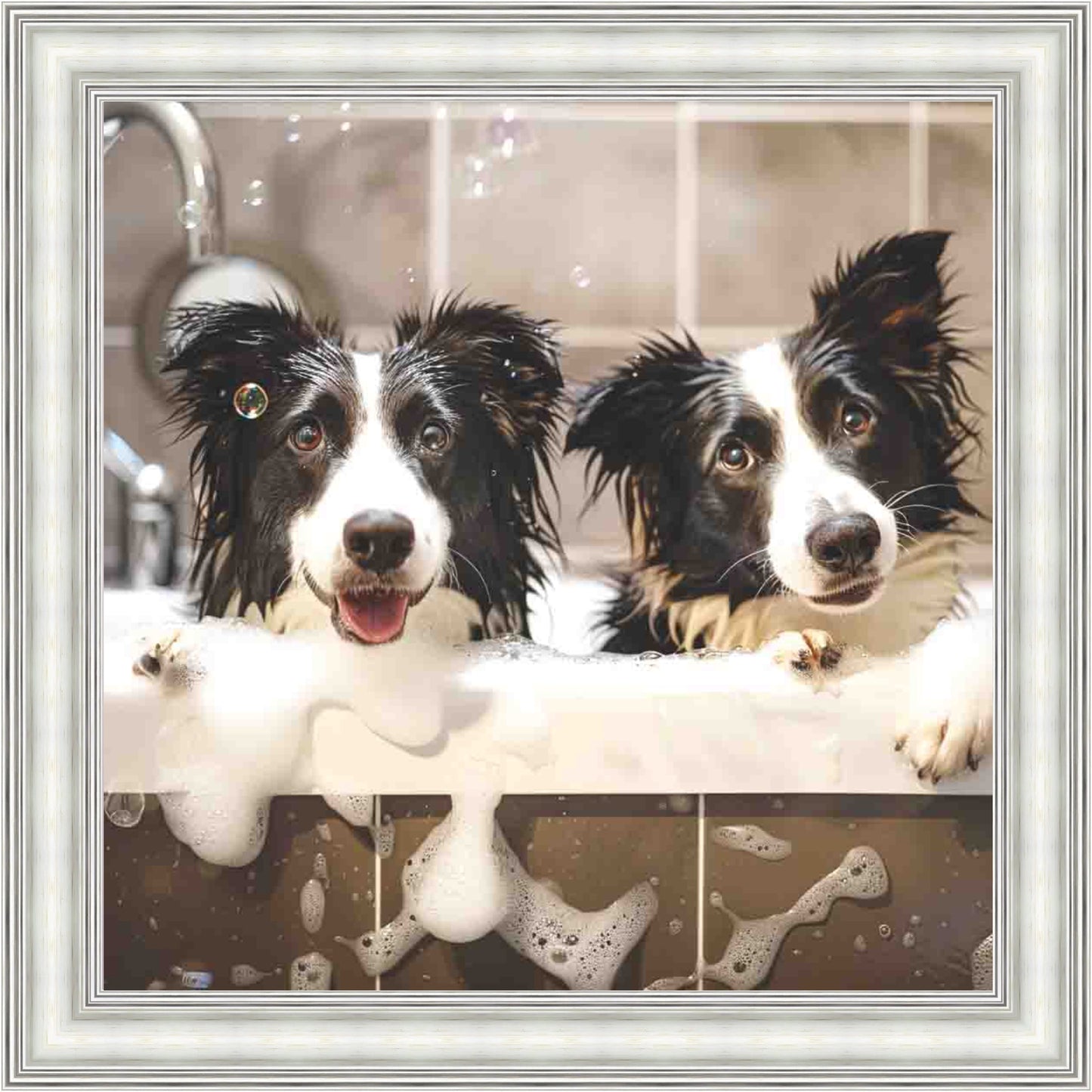 Border Collie Bath Time Mini Liquid Art