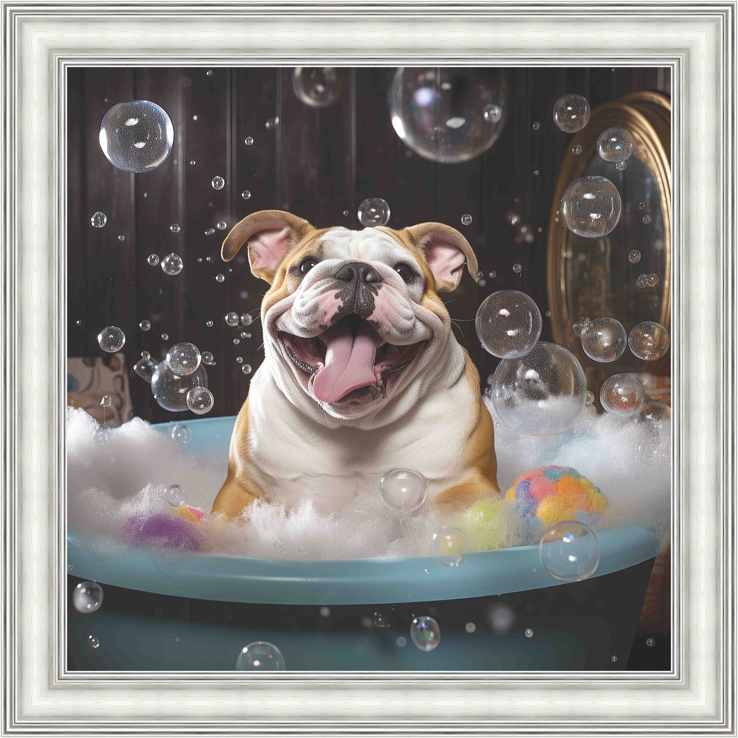 Bulldog Bath Time Mini Liquid Art