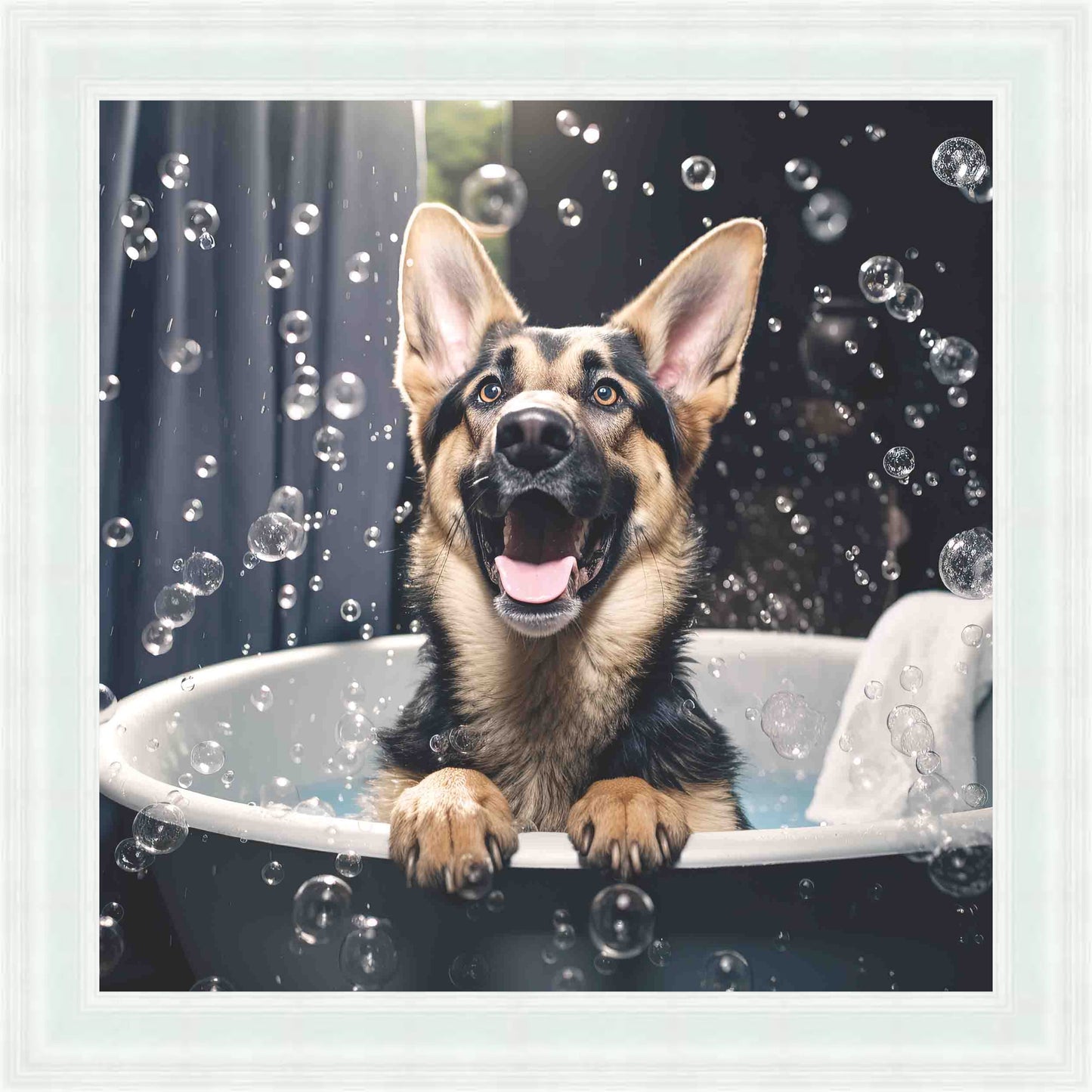 German Shepard Bath Time Mini Liquid Art