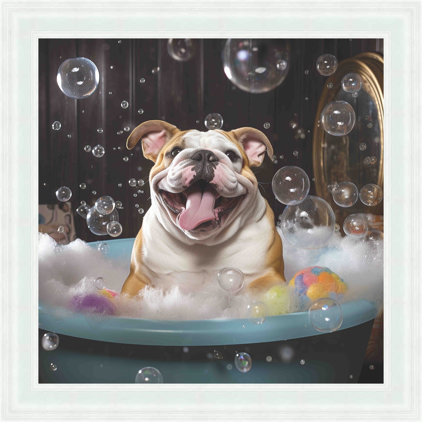 Bulldog Bath Time Mini Liquid Art