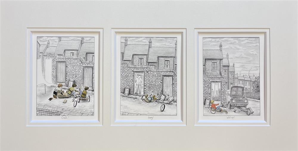 Crash, Bang, Wallop! Sketch Triptych by Leigh Lambert (Copy)
