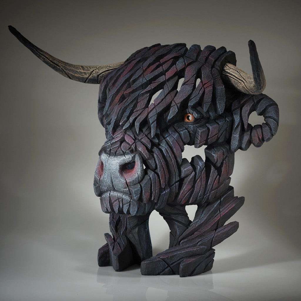 Highland Cow Bust Black - Edge Sculpture