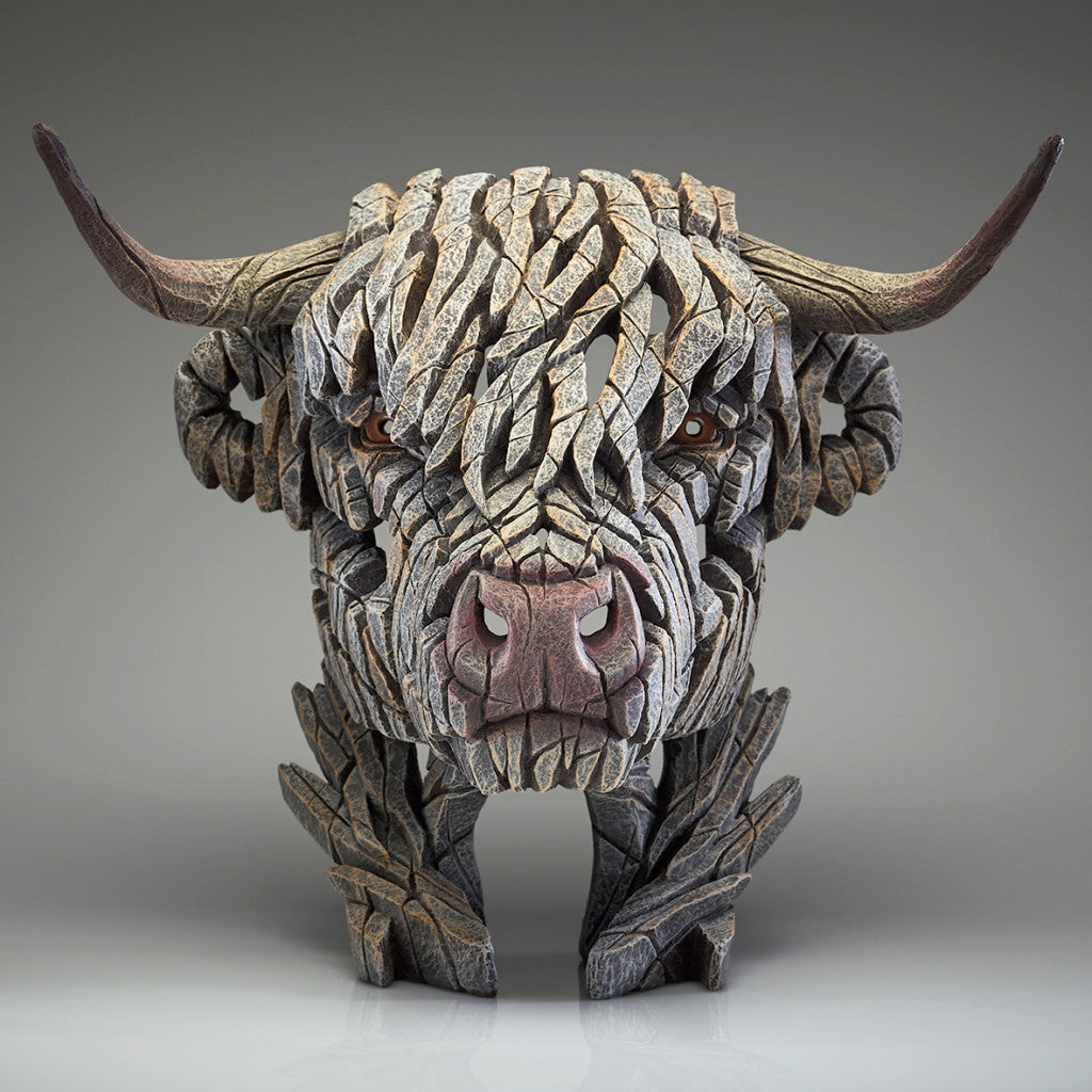 Highland Cow Bust White - Edge Sculpture
