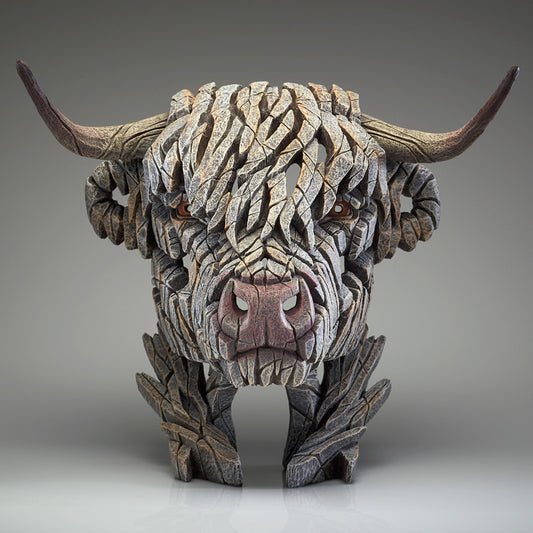 Highland Cow Bust White - Edge Sculpture