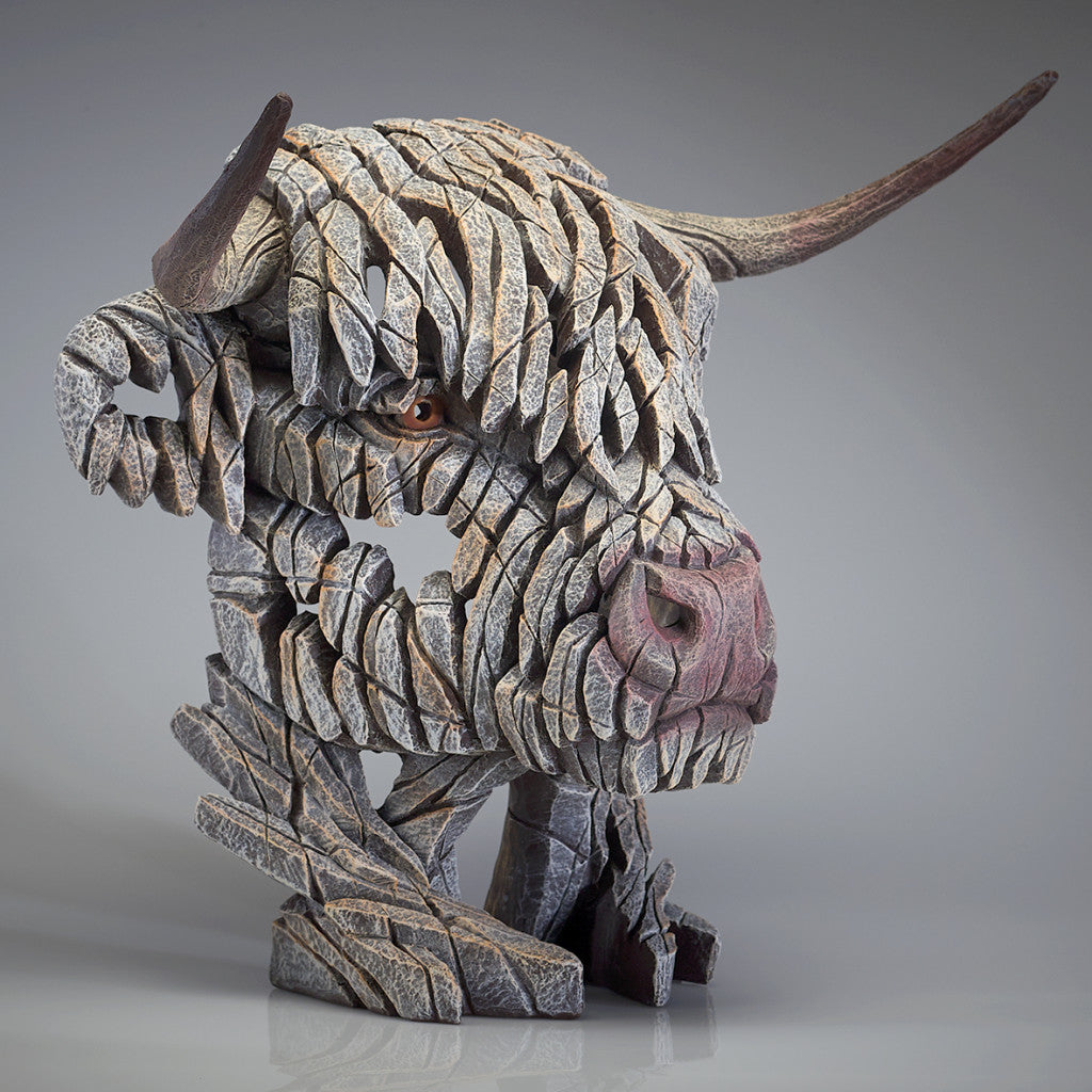 Highland Cow Bust White - Edge Sculpture