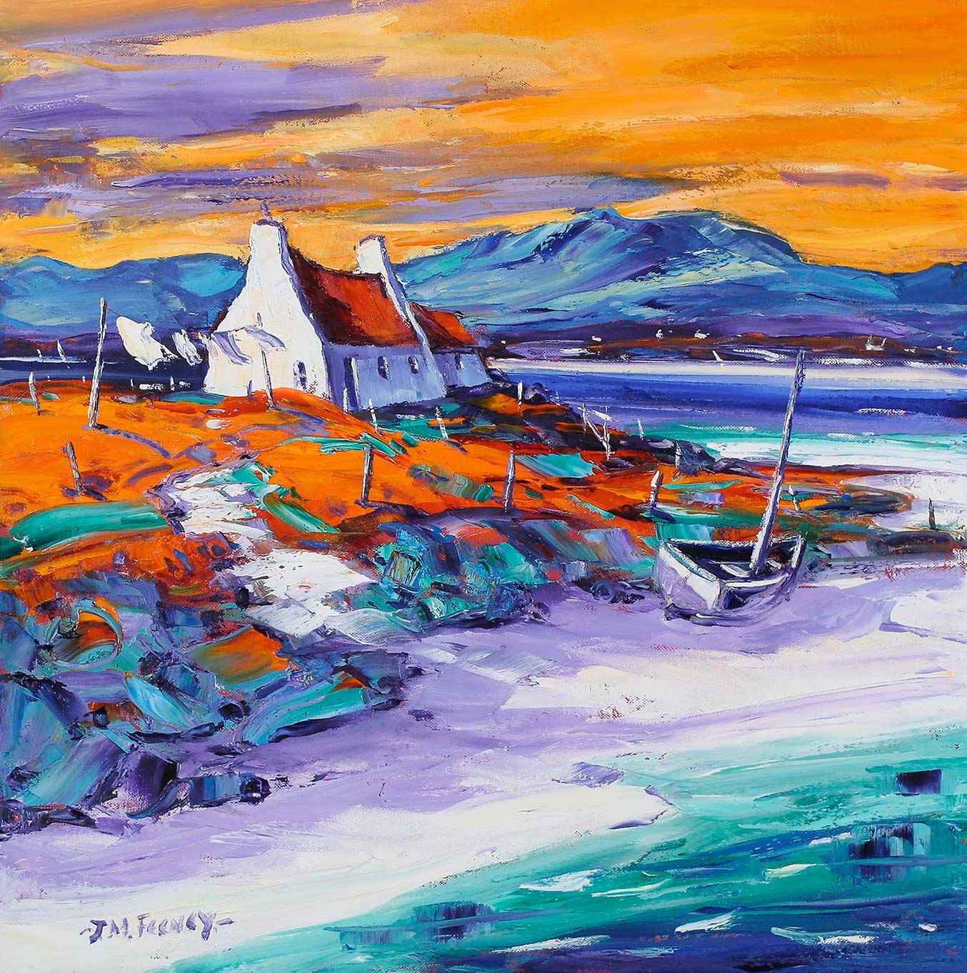 Evening on the Shore, Loch Ewe (Signed Limited Edition) by Jean Feeney