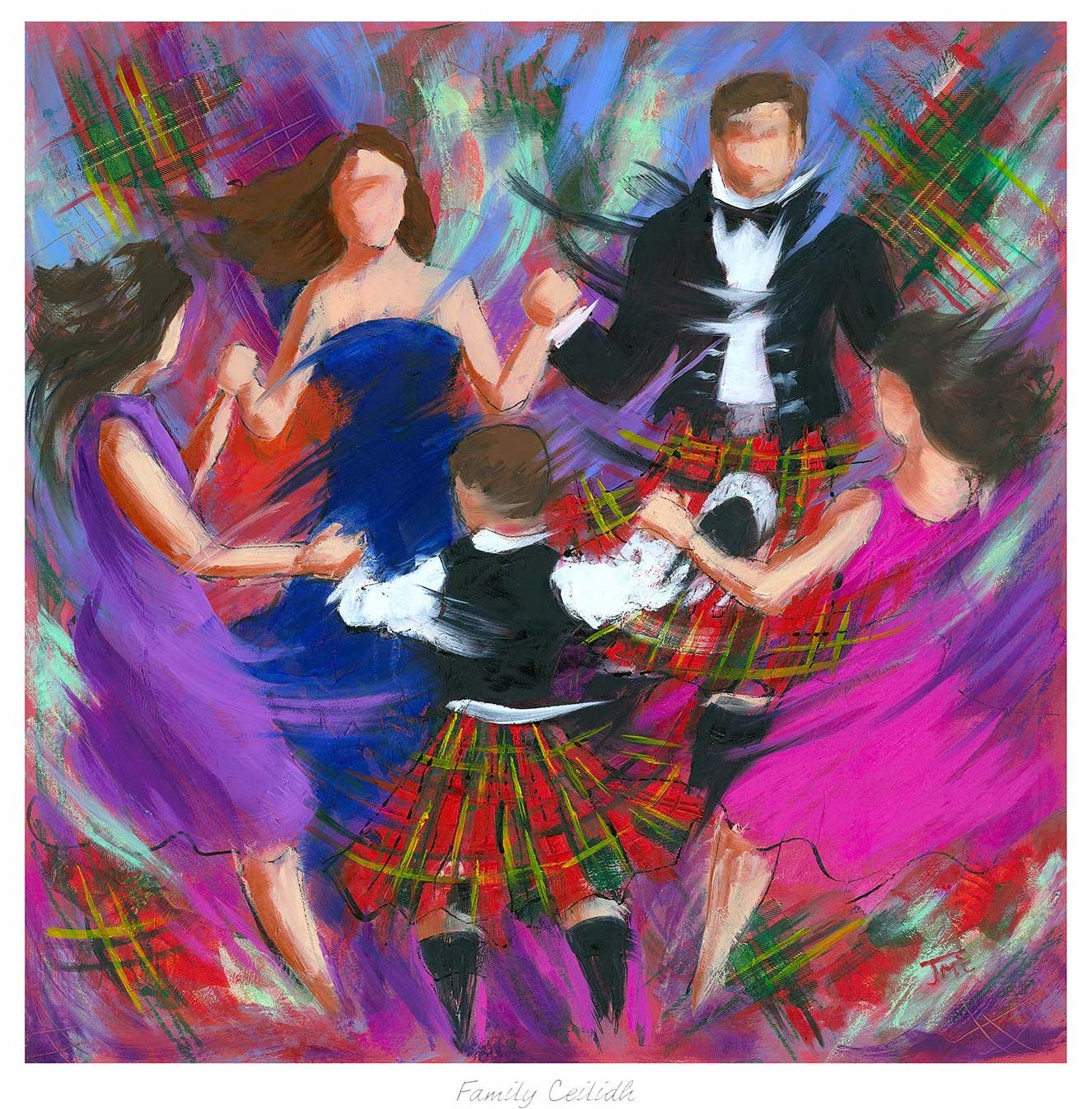 Family Ceilidh Dancing Art Print by Janet McCrorie