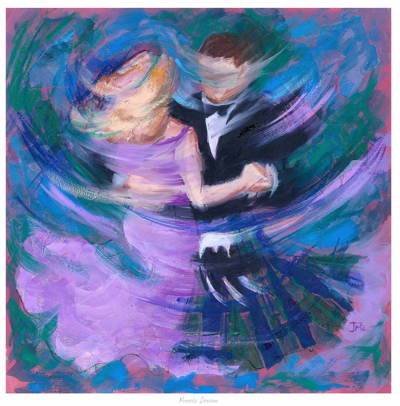 Purple Dream Ceilidh Dancing Art Print by Janet McCrorie