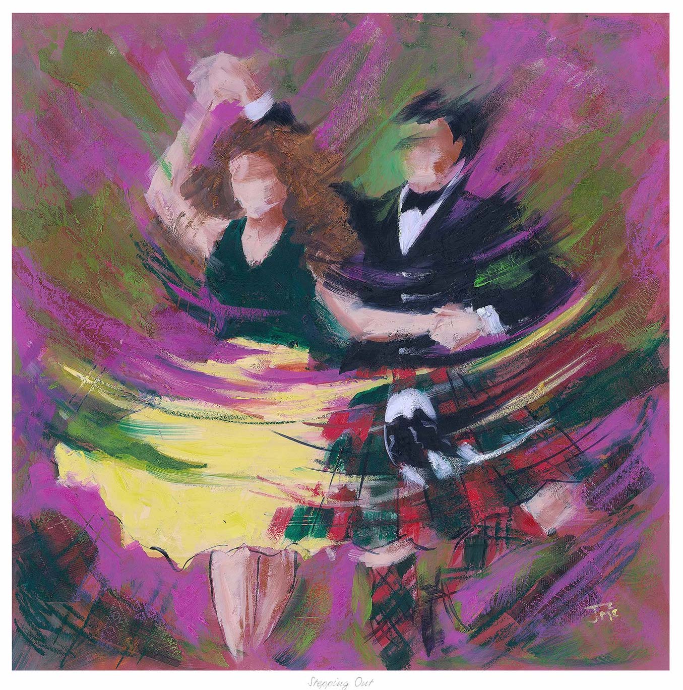 Stepping Out Ceilidh Dancing Art Print by Janet McCrorie