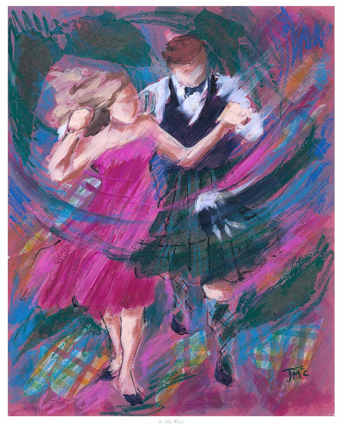 In the Pink Ceilidh Dancing Art Print by Janet McCrorie