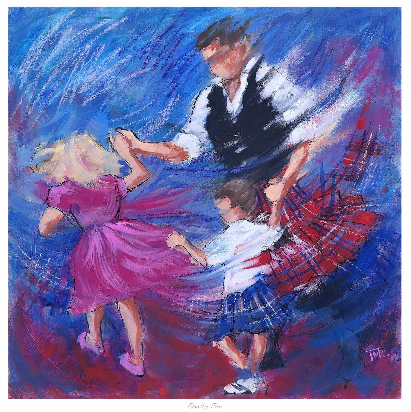 Family Fun Ceilidh Dancing Art Print by Janet McCrorie