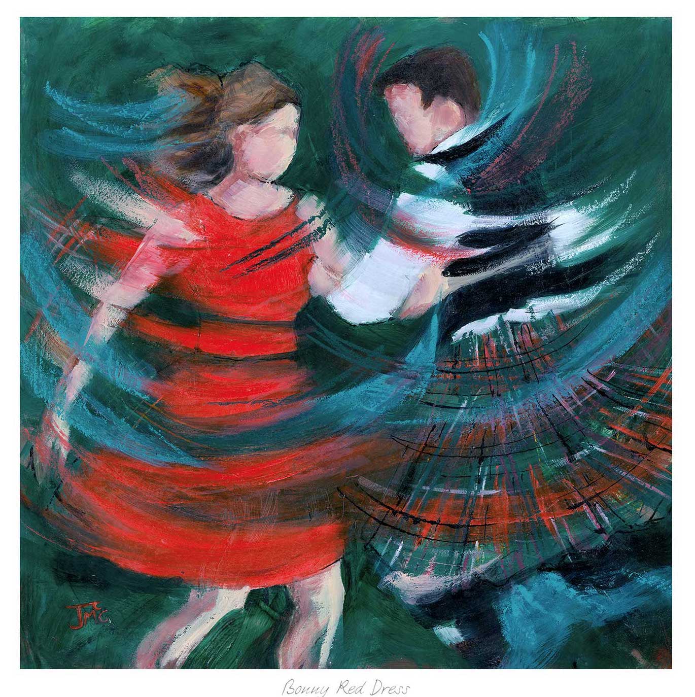 Bonny Red Ceilidh Dancing Art Print by Janet McCrorie