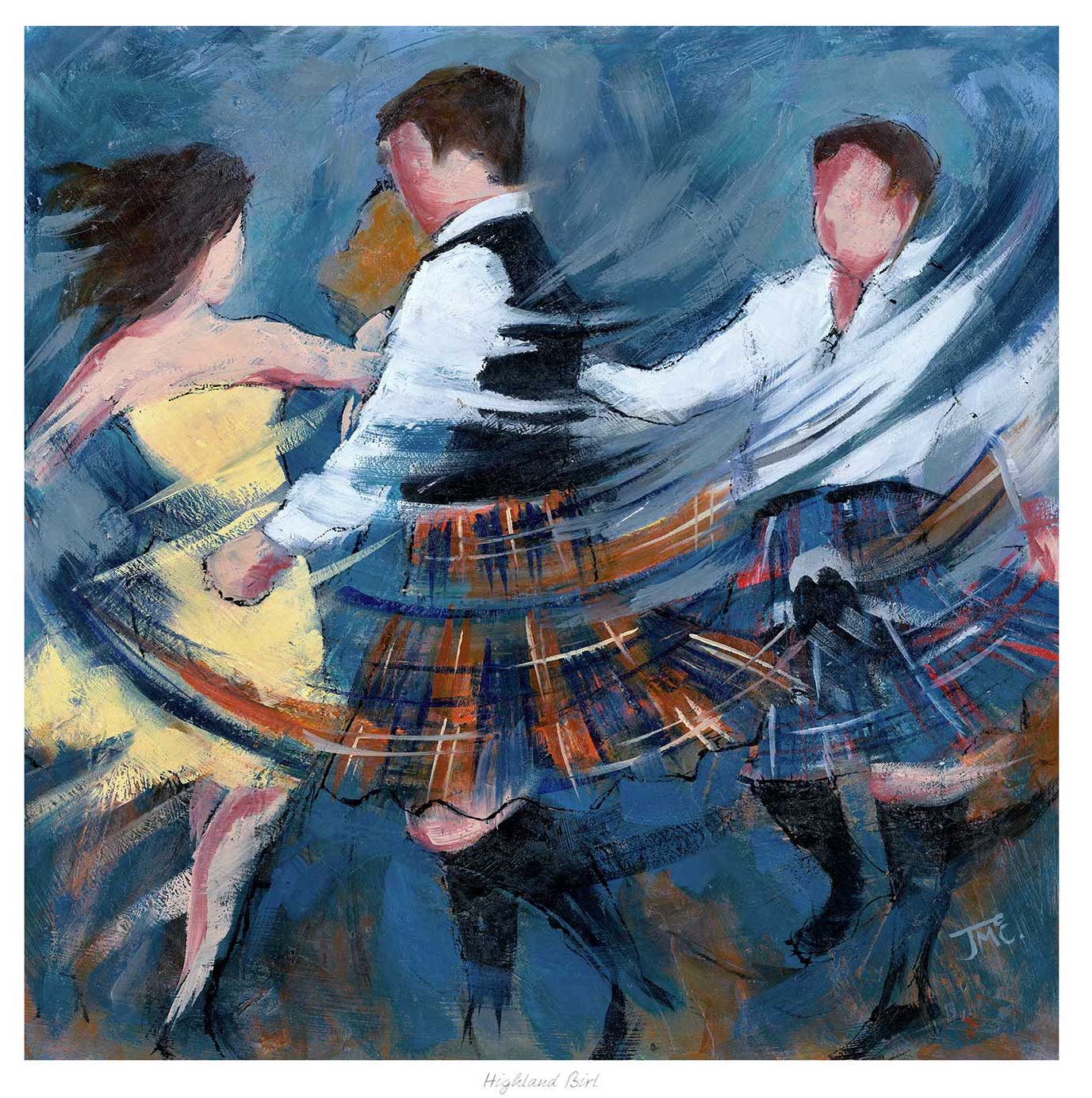Highland Birl Ceilidh Dancing Art Print by Janet McCrorie