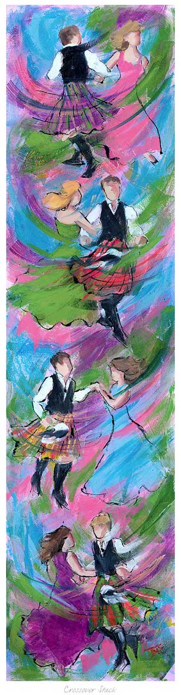 Crossover Stack Ceilidh Dancing Art Print by Janet McCrorie