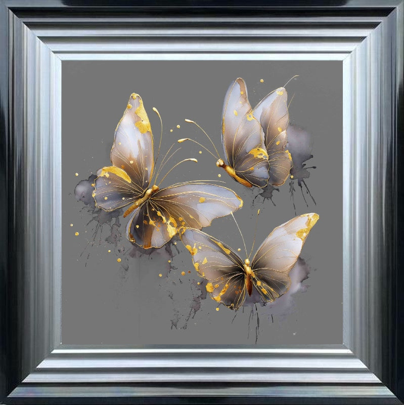 Butterflies Grey & Gold
