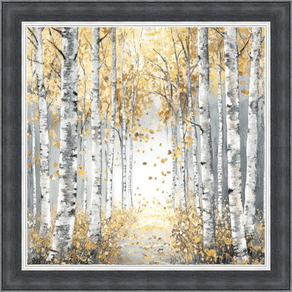 Silver Birch Moody Gold Leaves Mini Liquid Art