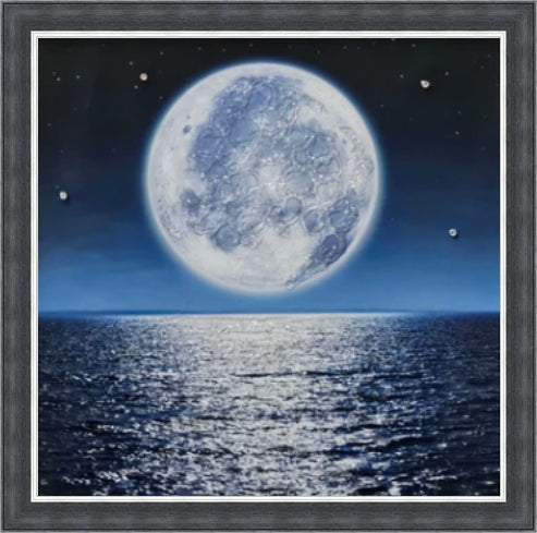 Blue Moon Over Water Mini Liquid Art