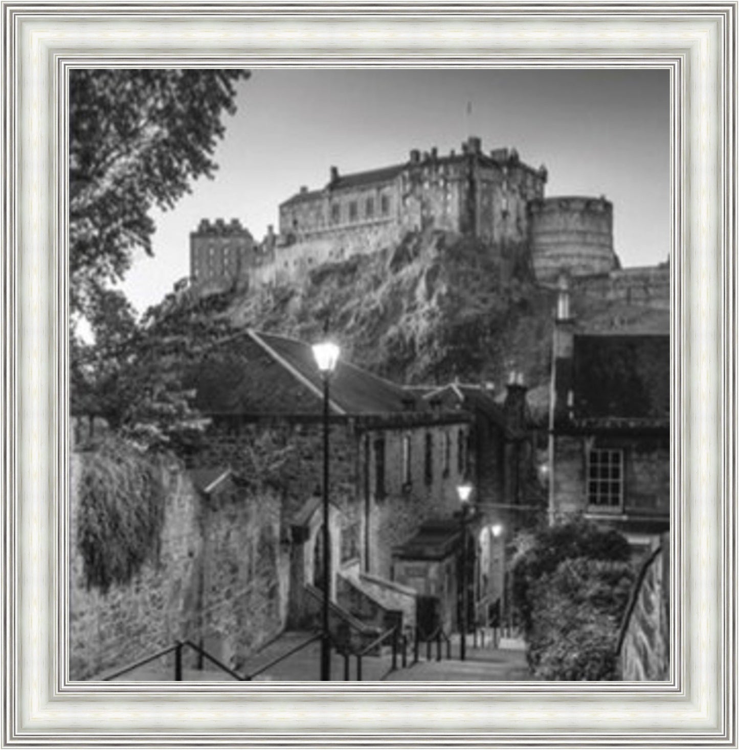 Edinburgh Castle - Black & White Mini Liquid Art