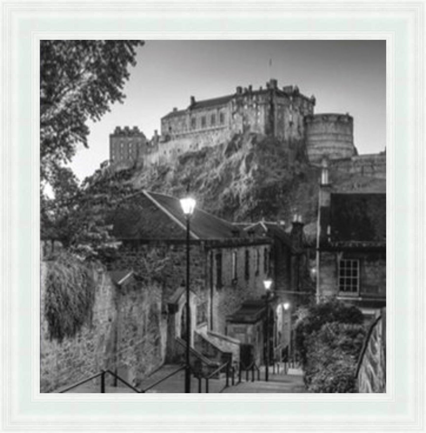 Edinburgh Castle - Black & White Mini Liquid Art