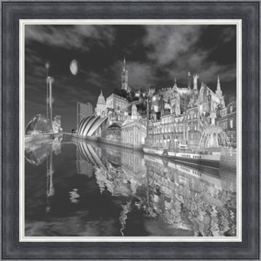 Glasgow Montage - Black & White Mini Liquid Art