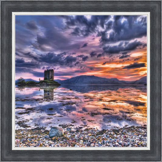 Sunset at Castle Stalker - Colour Explosion Mini Liquid Art