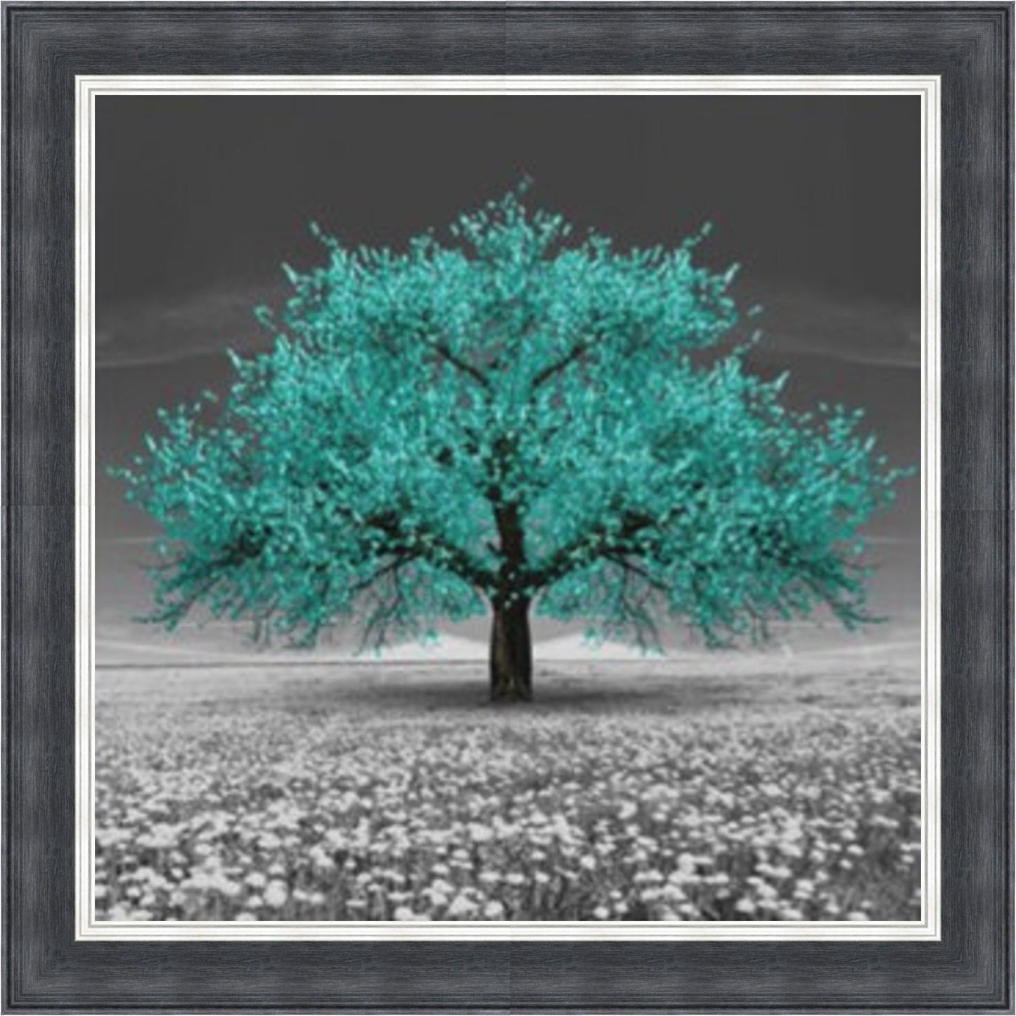 Teal Cherry Blossom Tree Mini Liquid Art