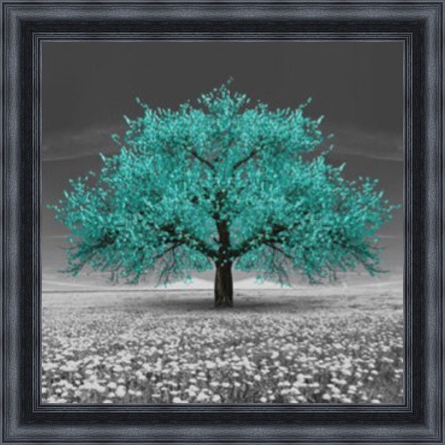 Teal Cherry Blossom Tree Mini Liquid Art