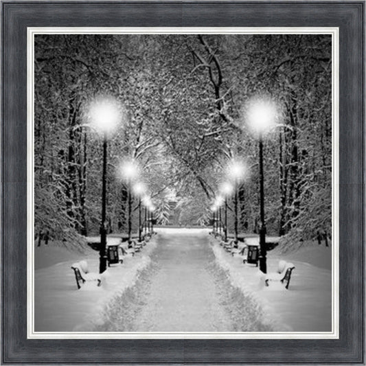 Winters Eve - Black & White Mini Liquid Art