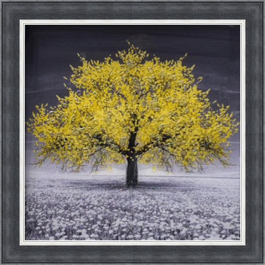 Yellow Cherry Blossom Tree Mini Liquid Art
