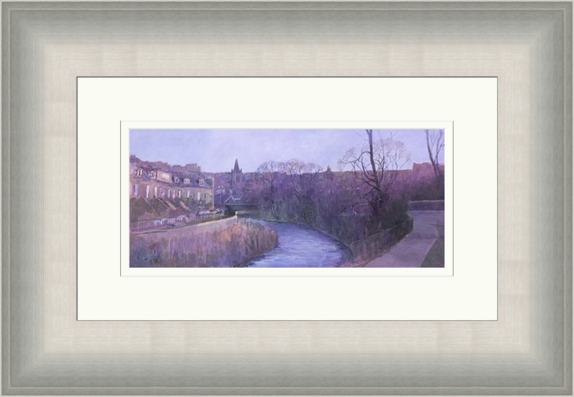 Water of Leith by Chris Taylor framed wall art print showing a peaceful Edinburgh river landscape with soft natural tones