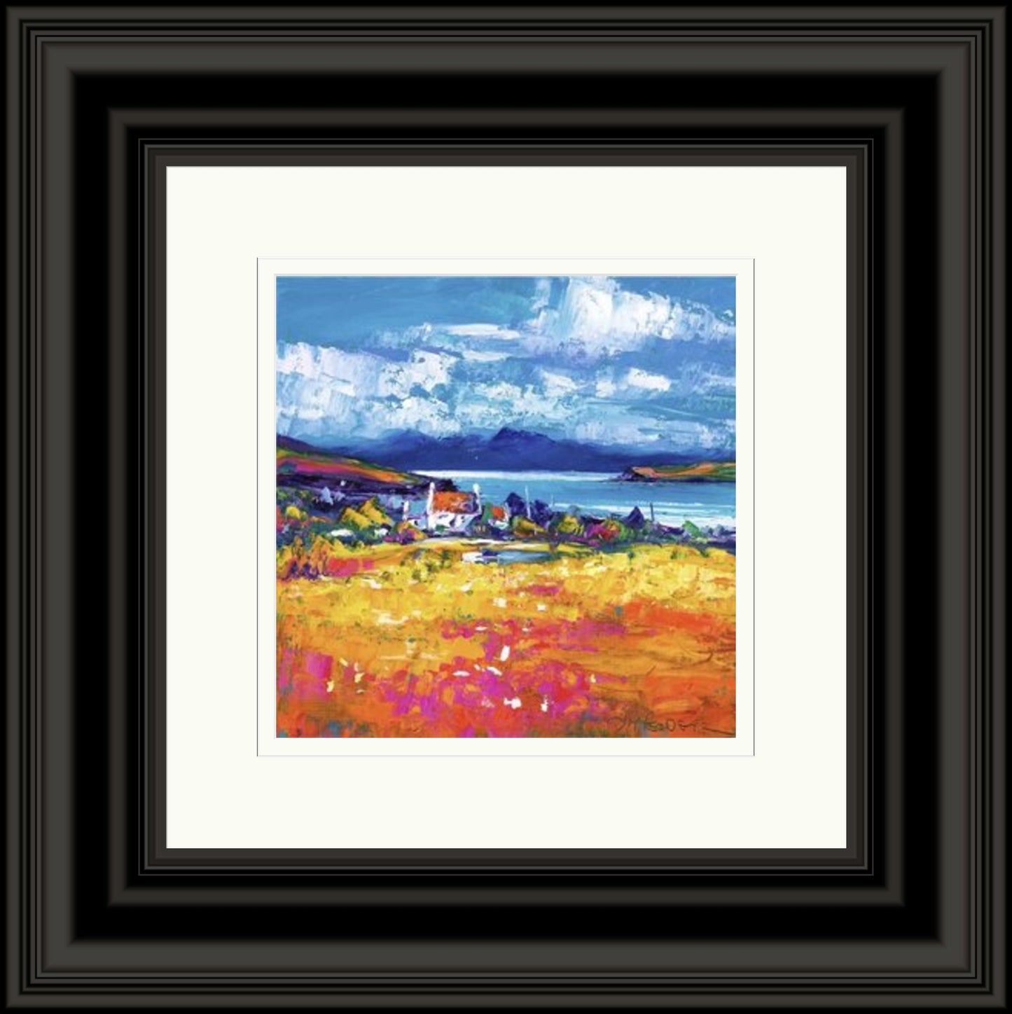 Croft at Duirinish with Cuillins by Jean Feeney