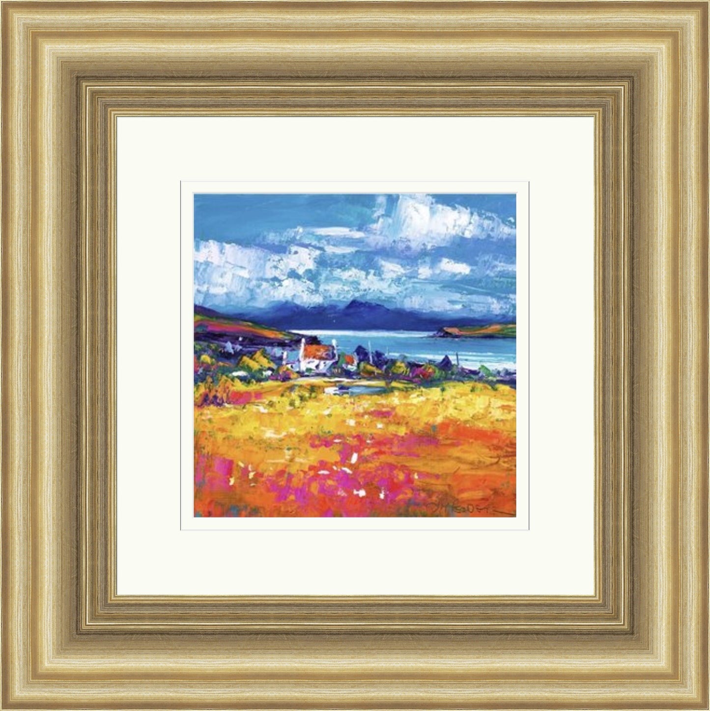 Croft at Duirinish with Cuillins by Jean Feeney