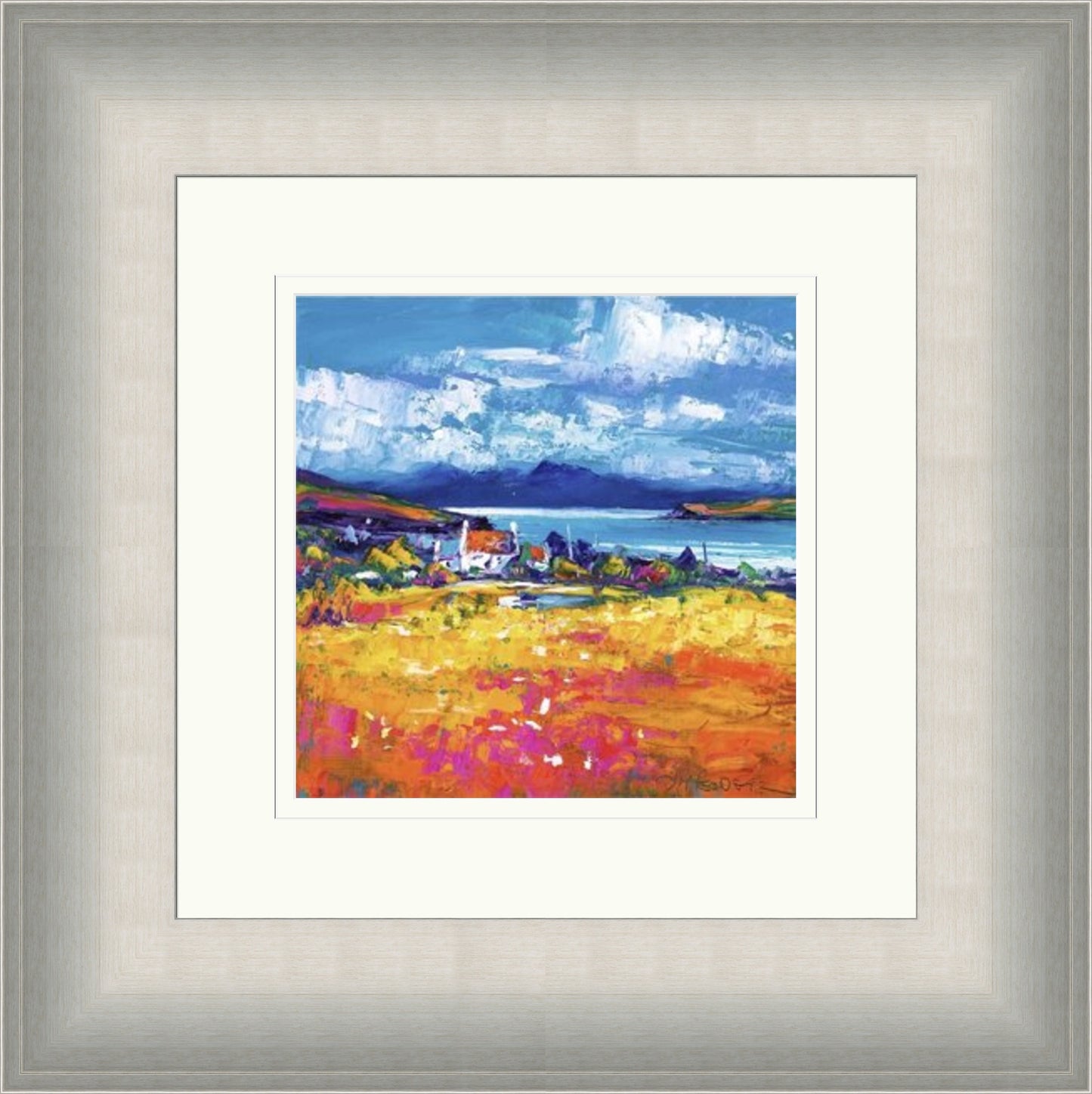 Croft at Duirinish with Cuillins by Jean Feeney