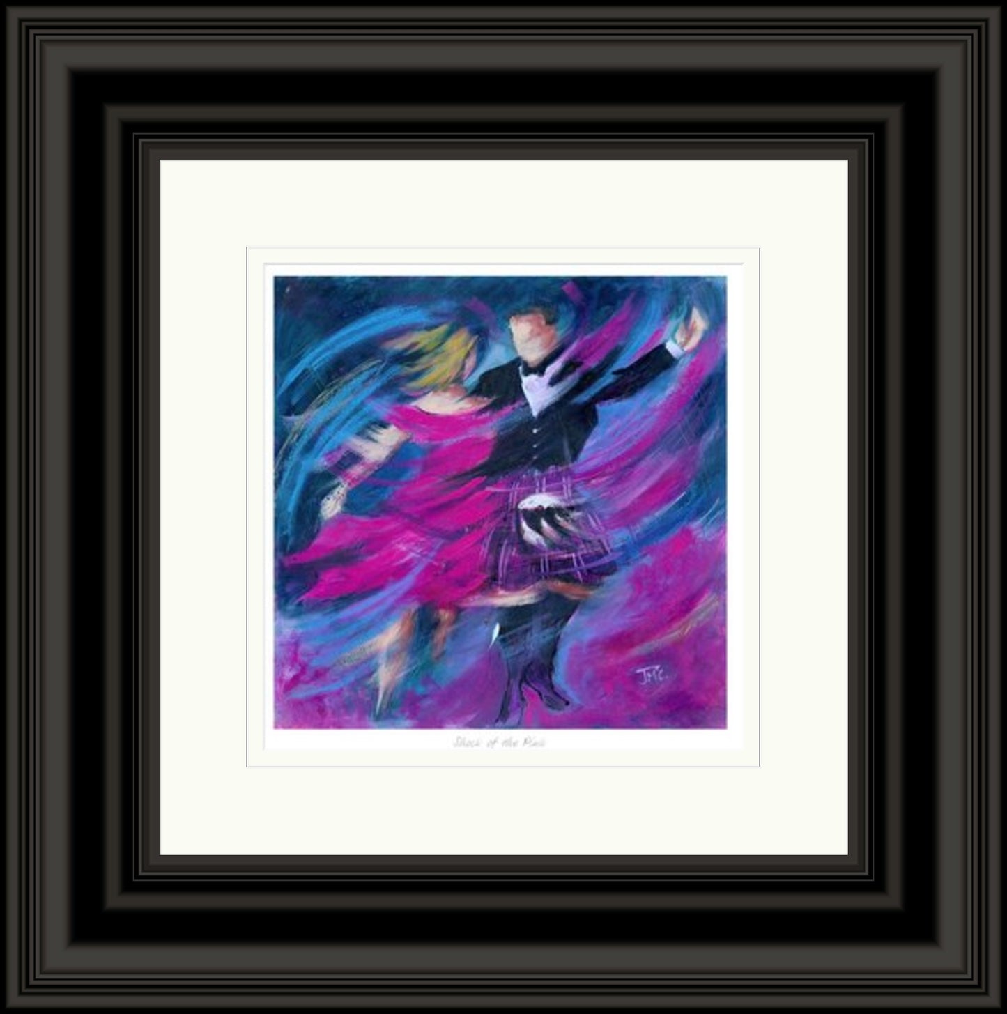 Shock of the Pink Ceilidh Dancing Art Print by Janet McCrorie
