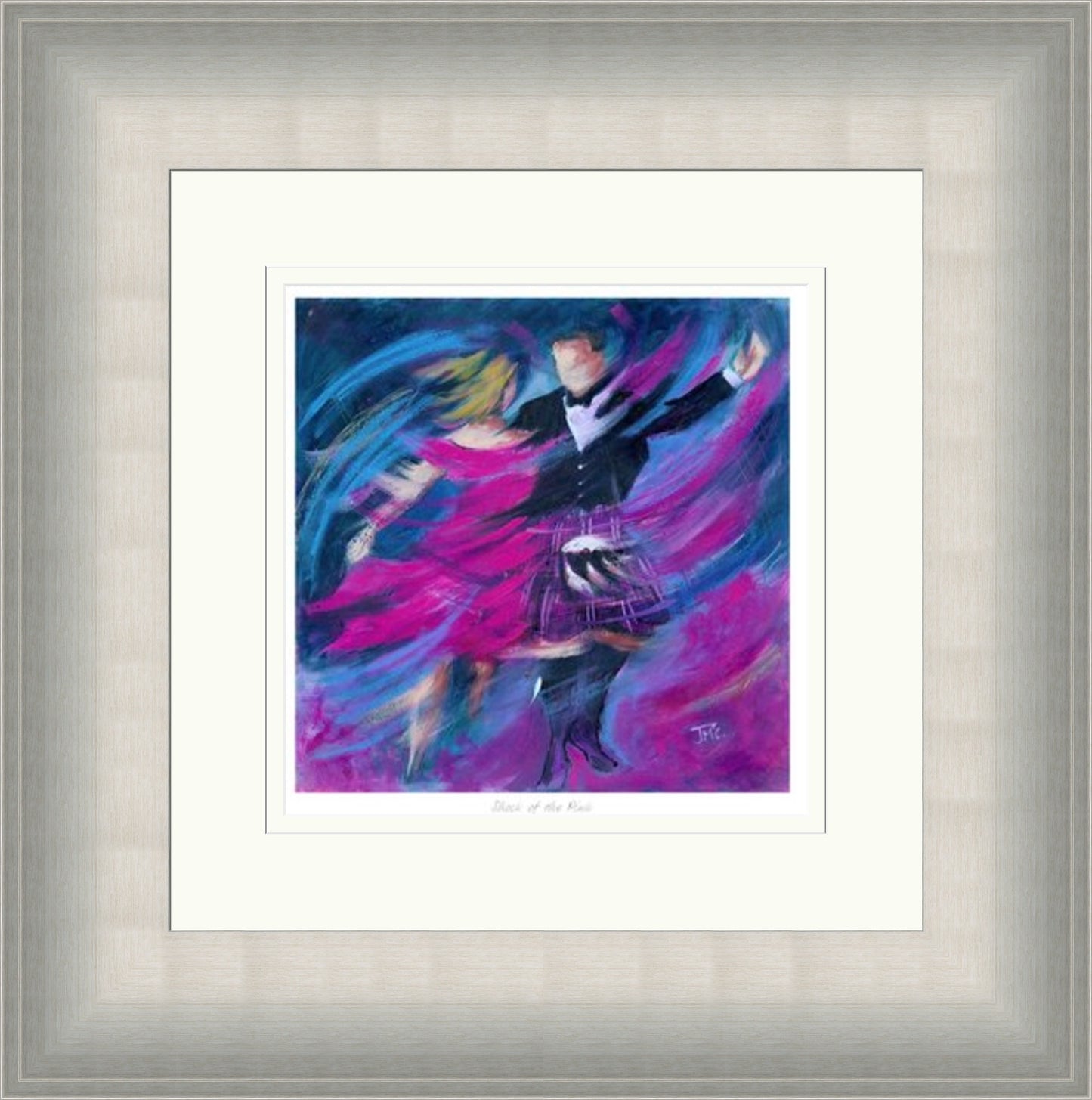 Shock of the Pink Ceilidh Dancing Art Print by Janet McCrorie