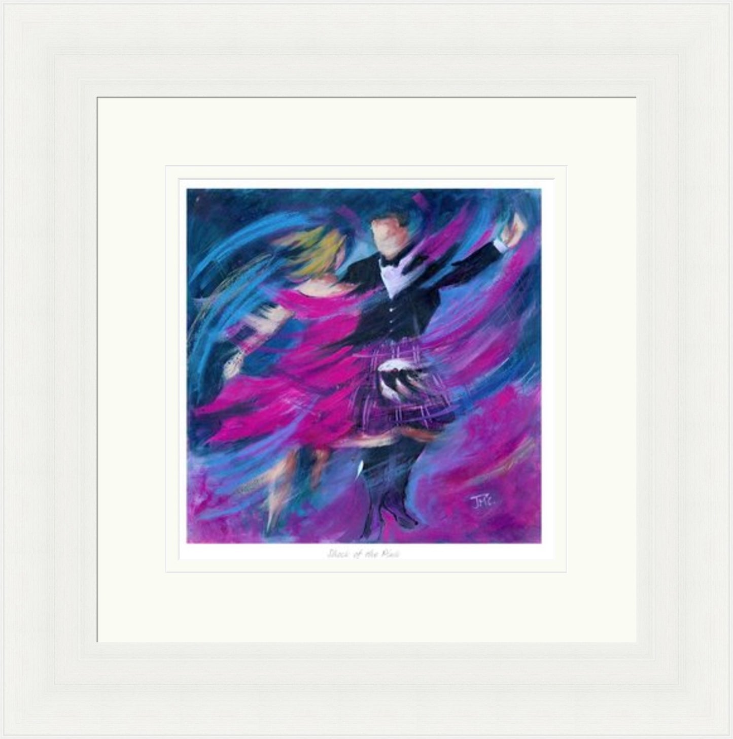 Shock of the Pink Ceilidh Dancing Art Print by Janet McCrorie
