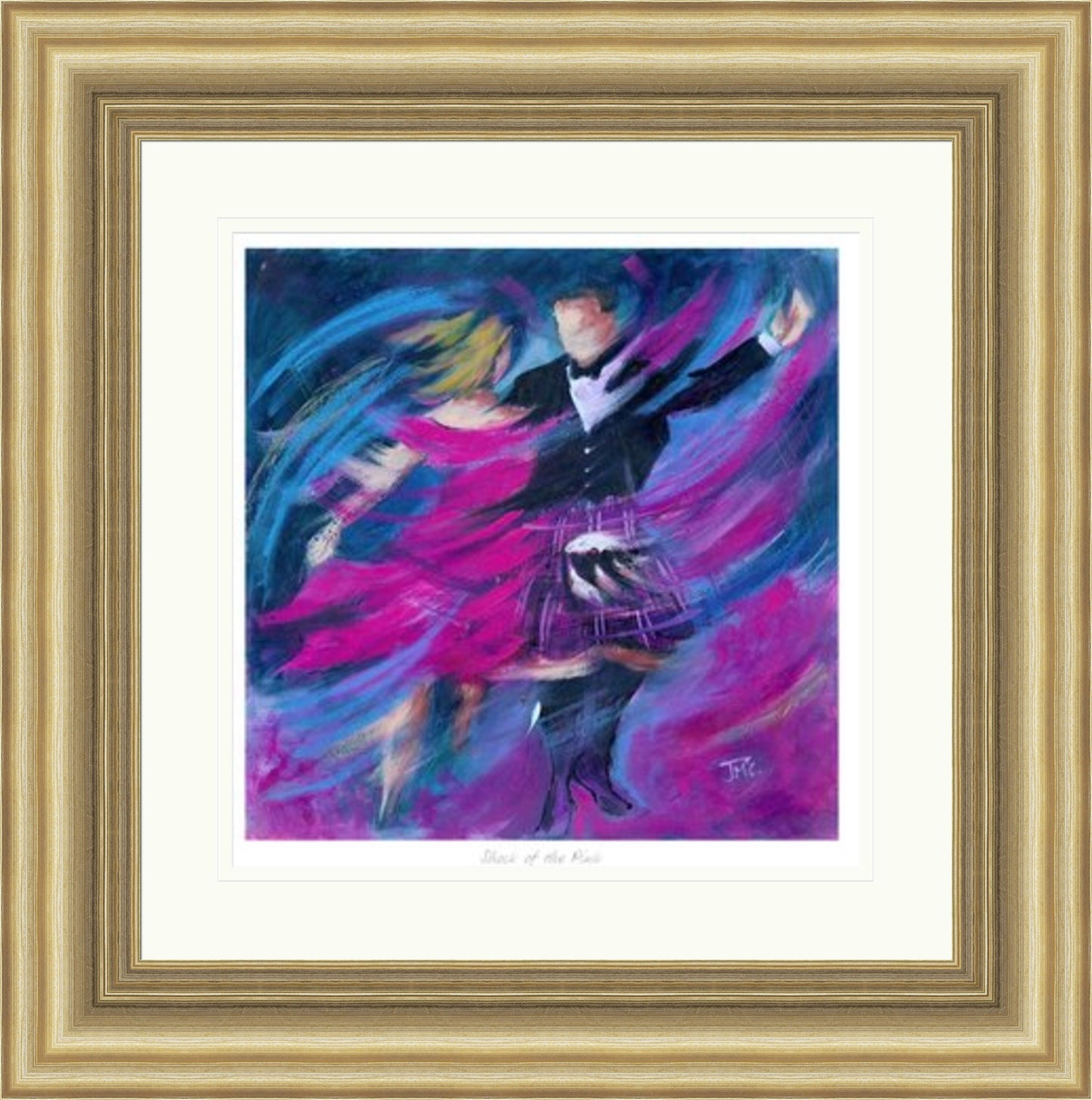 Shock of the Pink Ceilidh Dancing Art Print by Janet McCrorie