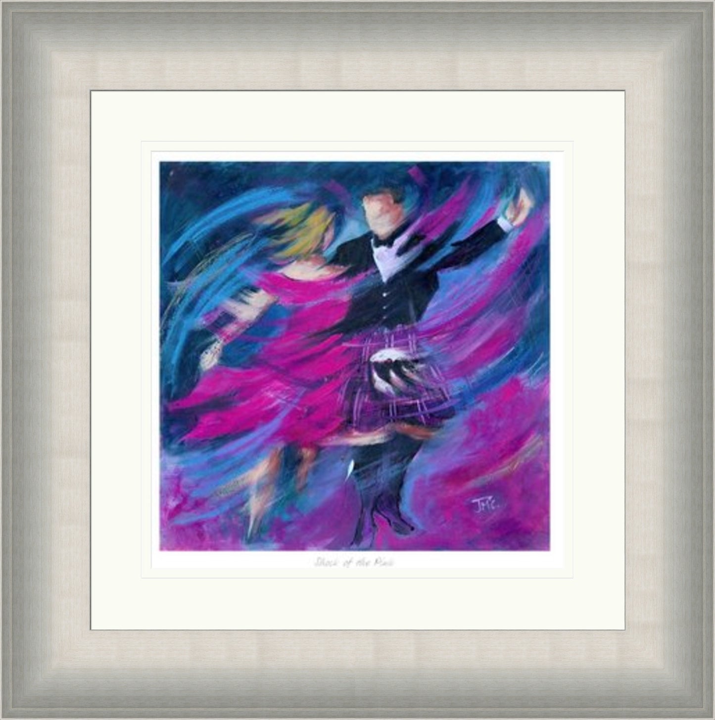 Shock of the Pink Ceilidh Dancing Art Print by Janet McCrorie