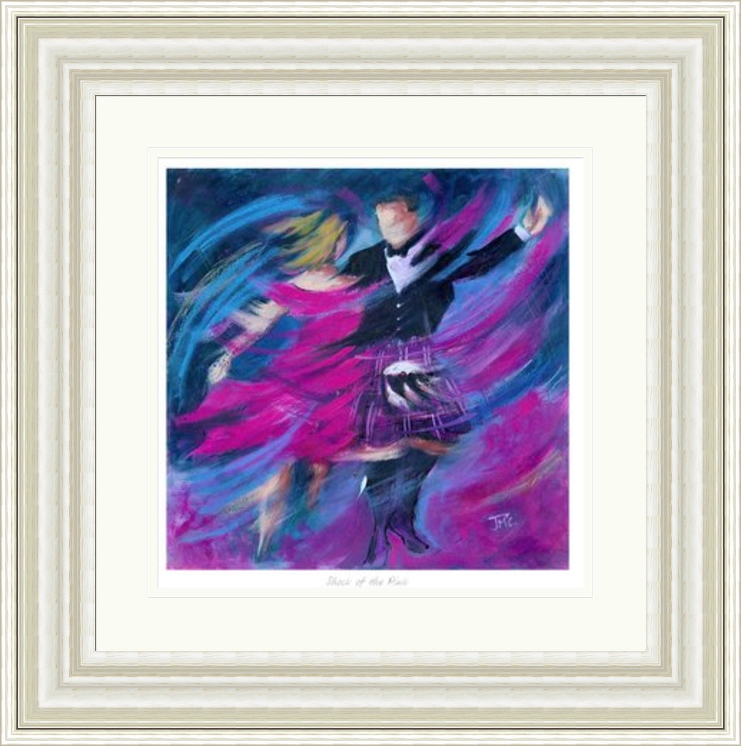 Shock of the Pink Ceilidh Dancing Art Print by Janet McCrorie